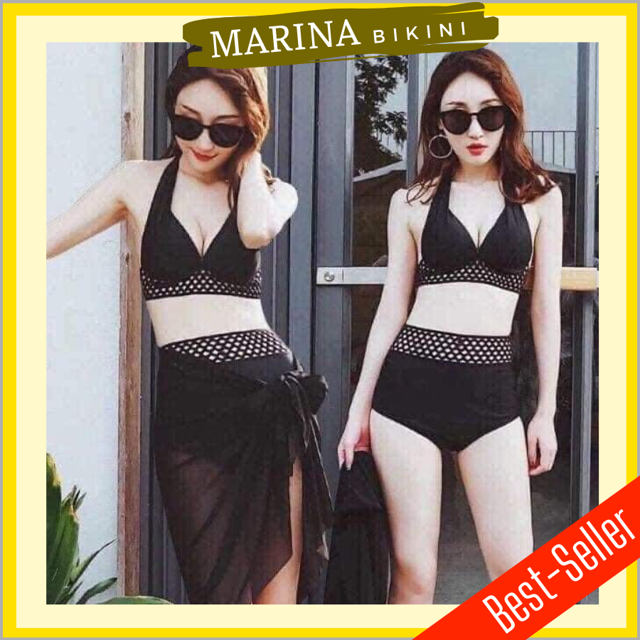 Bikini đi biển đồ bơi nữ set đi biển 3 mảnh gọng lưới siêu hot marina007