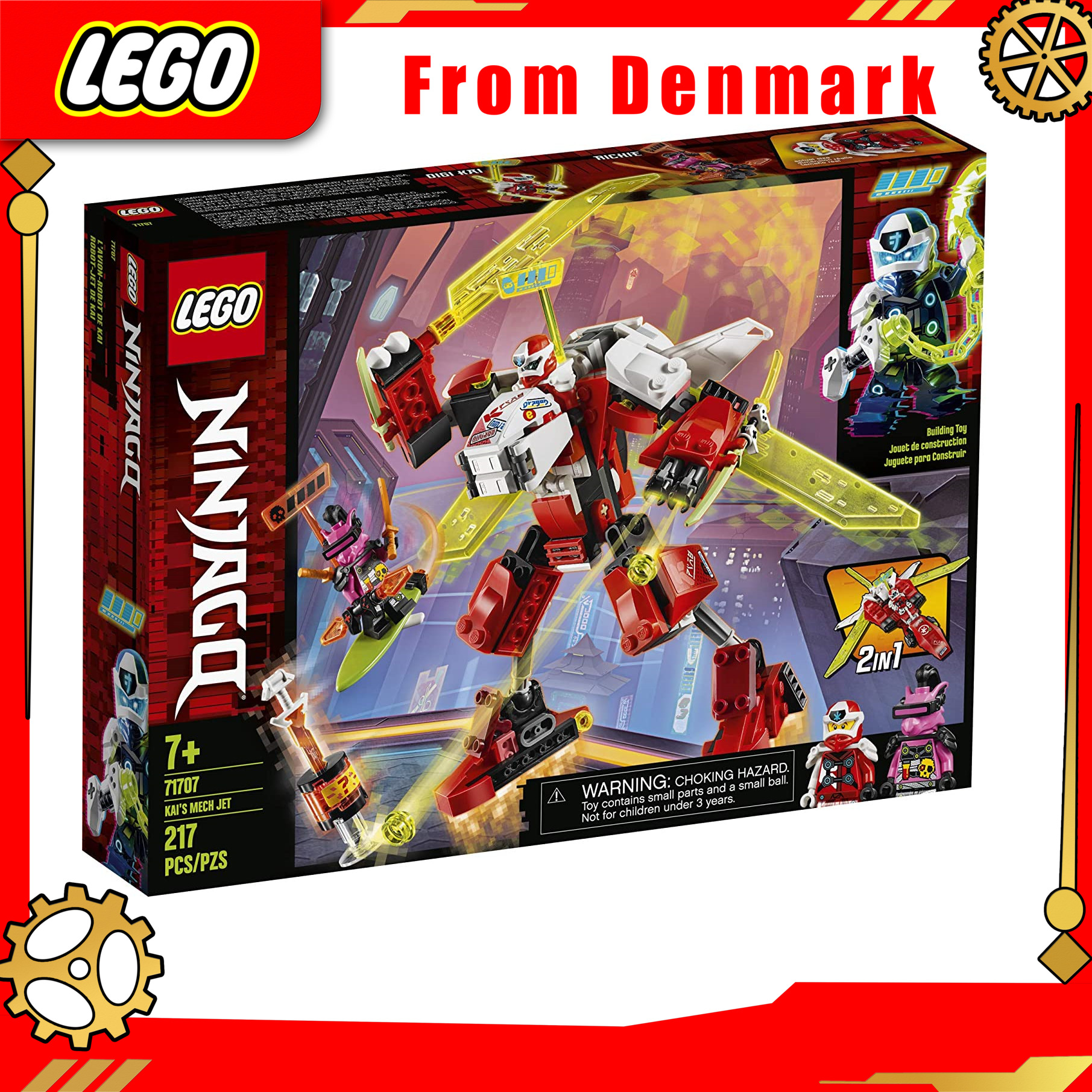 【From Denmark】LEGO NINJAGO Kai Mecha Jet 71707 airplane toy set, new 2020 (217 pieces) guaranteed, From Denmark