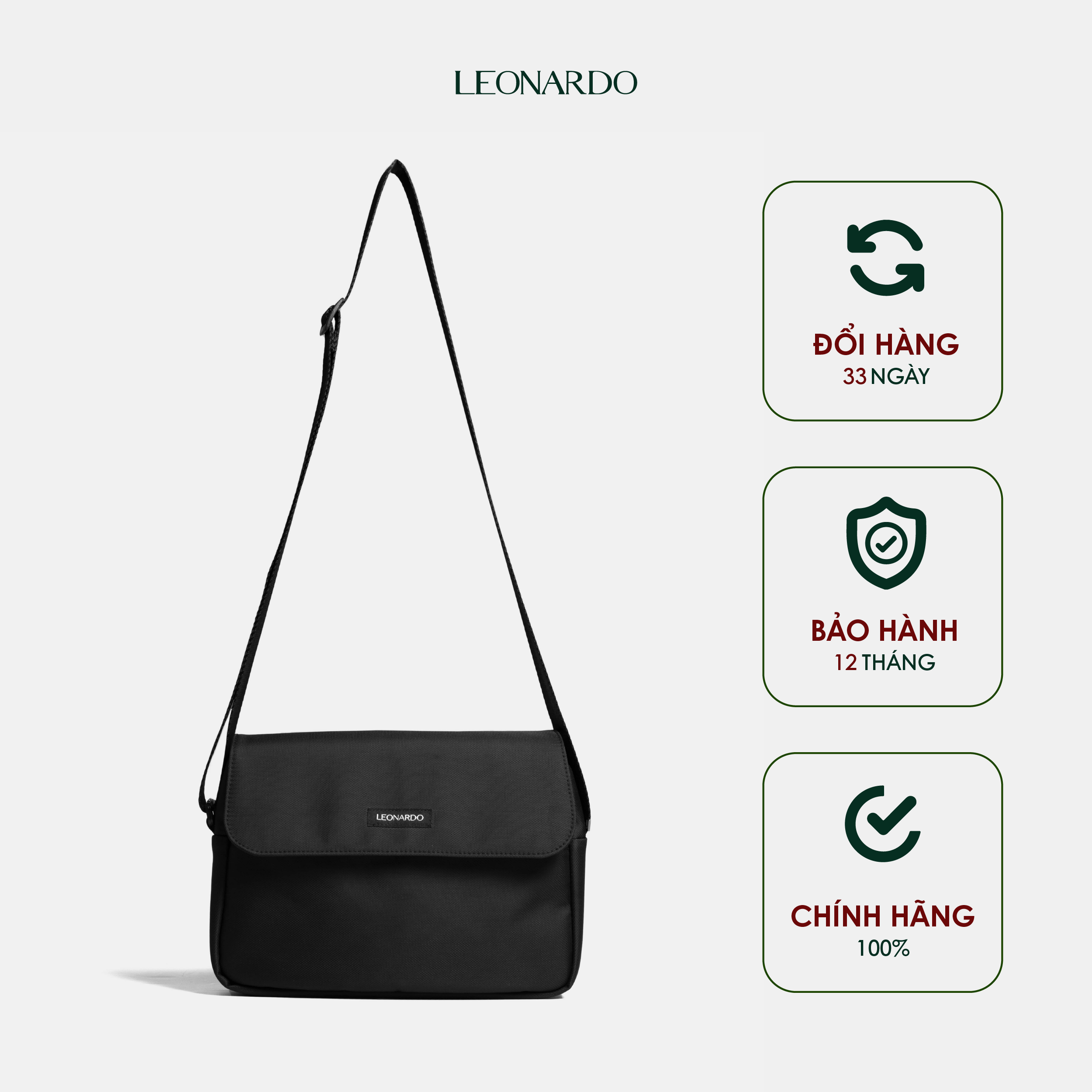 Túi đeo chéo Leonardo Messenger Unisex vải Oxford nhập khẩu