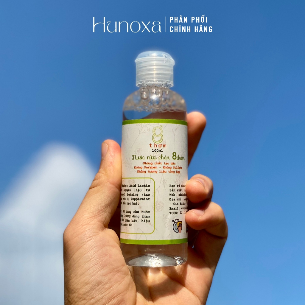 Nước rửa chén hữu cơ 8 THƠM, nước rửa bát sinh dược chiết xuất 100% từ thiên nhiên, an toàn không hóa chất - HUNOXA