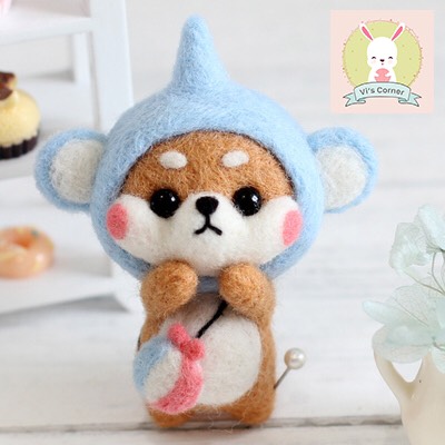 (CÓ VIDEO HƯỚNG DẪN) Bộ Kit Len chọc - Shiba vui vẻ 2, Len Handmade Chọc TỰ LÀM