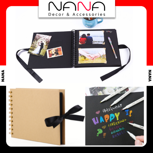 Sổ Còng BLACKOUT ⭐ẢNH THẬT⭐ Sổ Làm Bullet Journal Album Ảnh Handmade (Ruột Giấy Đen,Trơn) 60 Trang