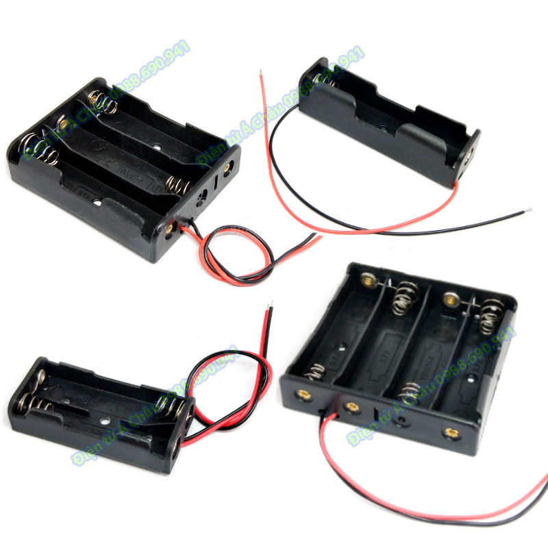 Đế gắn pin 18650 NỐI TIẾP - khay đựng pin có dây - đế lò xo gắn pin 1/2/3/4 cell li-ion
