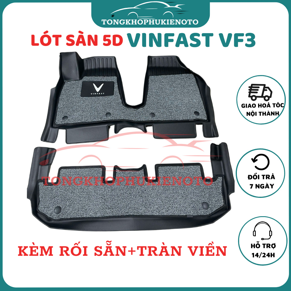 Thảm lót sàn Vinfast VF3 sàn NHỰA 5D TPE đúc vừa khít theo form xe, Mẫu TL (MẪU KHÔNG TRÀN VIỀN CHÂN)