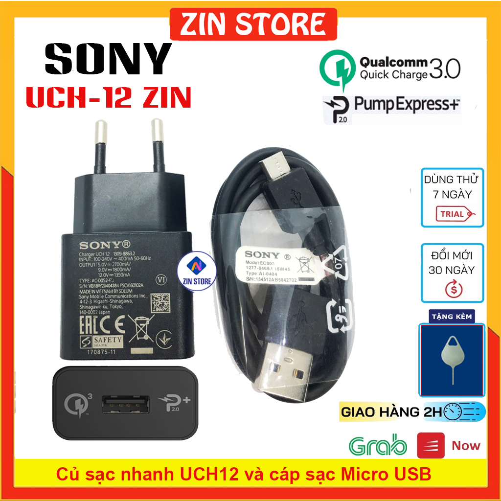 Củ sạc nhanh 3.0 SONY UCH12 (Quick Charge 3.0) - Hàng Quốc tế, Chuẩn Zin
