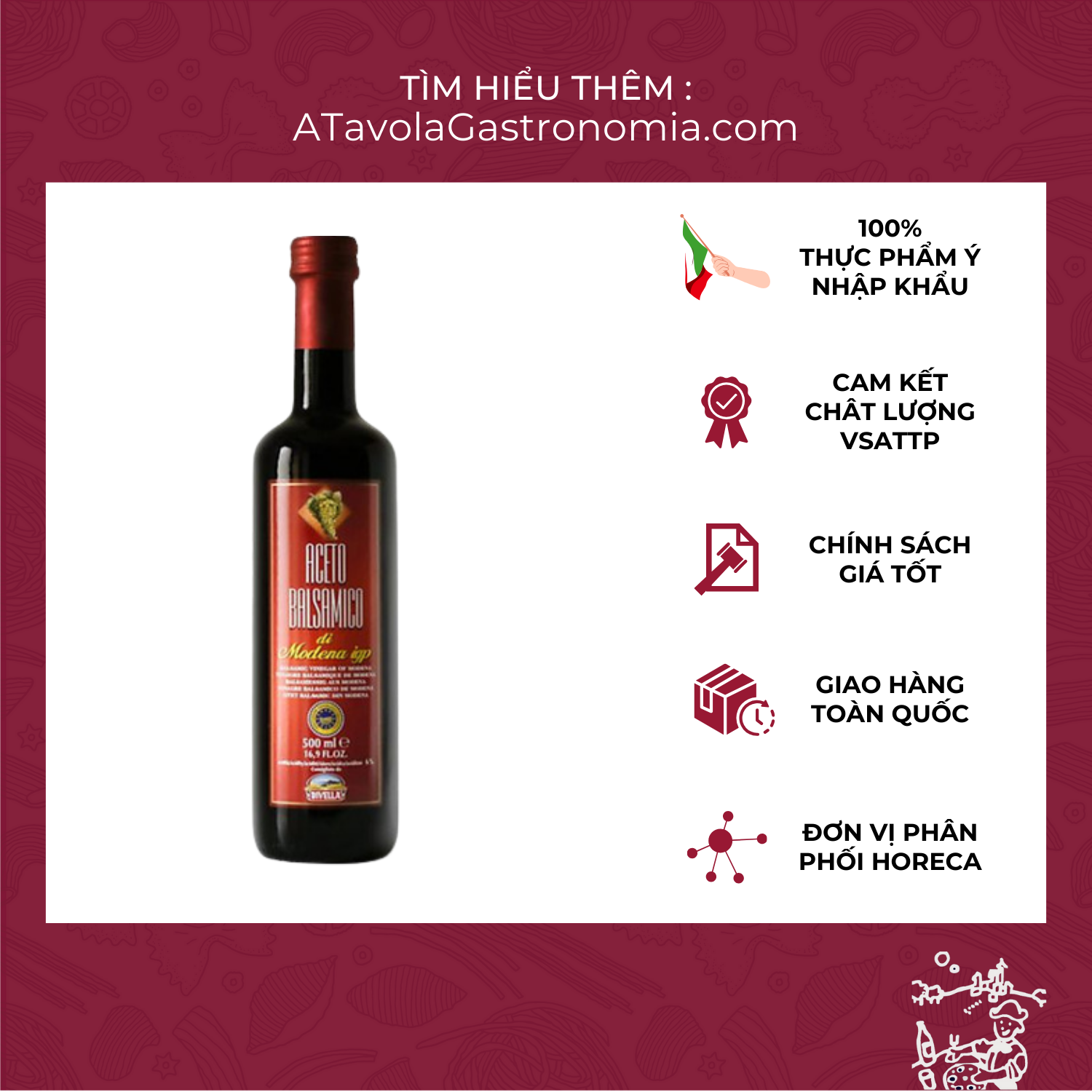 Giấm nho balsamic divella chai 500ml