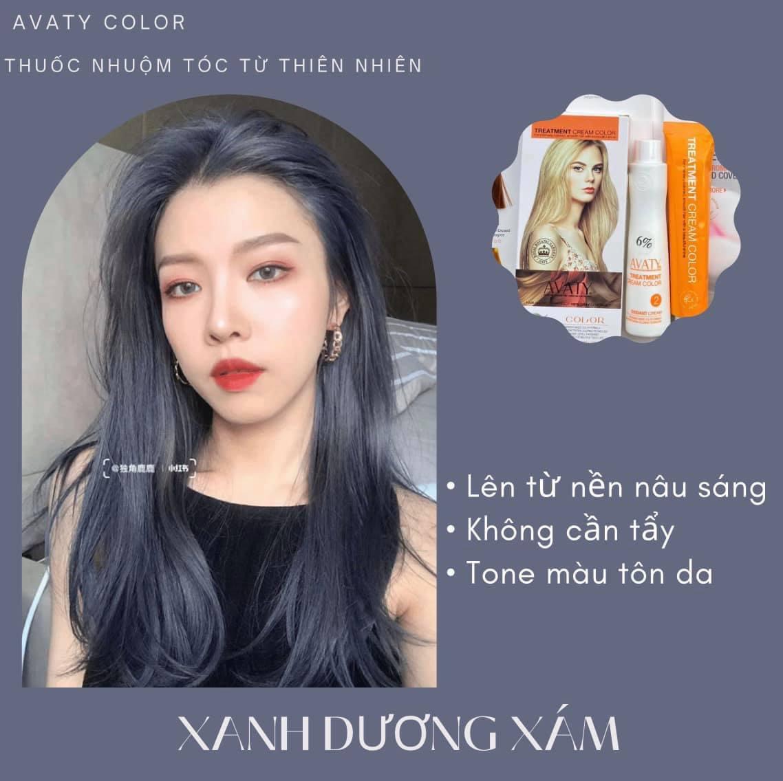 Thuốc nhuộm tóc avaty màu xanh dương xám từ thiên nhiên