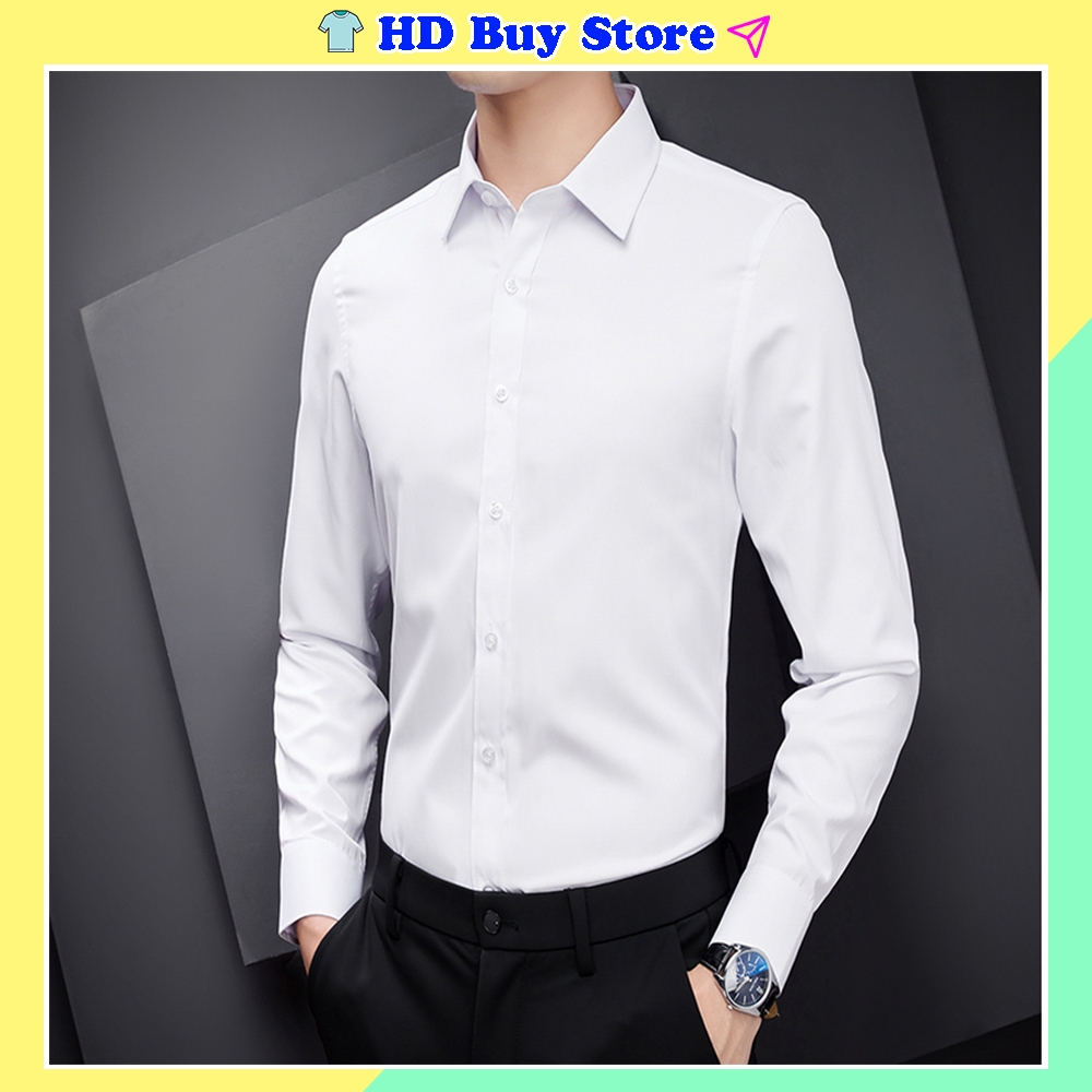 Áo sơ mi nam trắng xanh đẹp kiểu dáng Hàn Quốc AT02