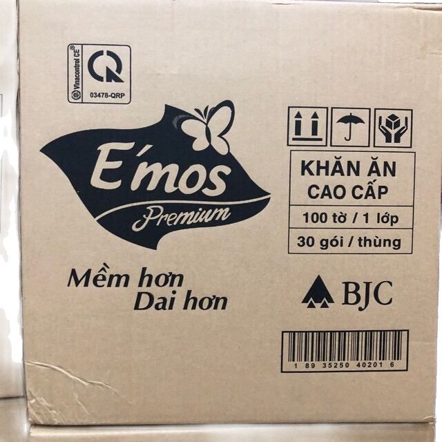 )Sỹ 1 thùng khăn giấy vuông EMOS 30bịch/1thùng khăn ăn cao cấp 80tờ/bịch