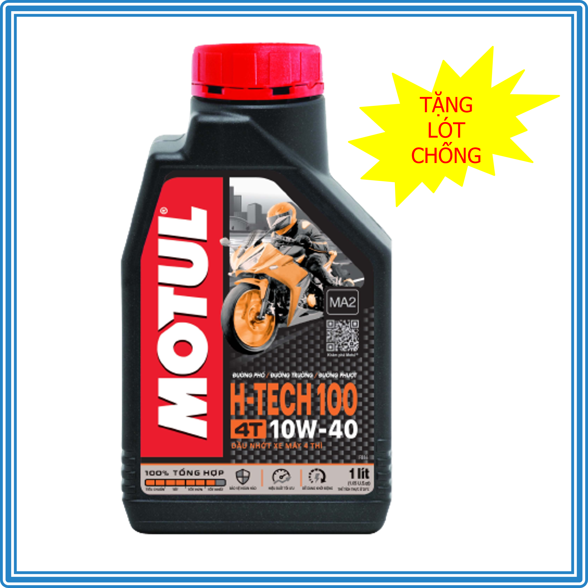Nhớt Motul H-Tech 100 10W40 dành cho xe số, Tay côn như Dream, Wave, Exciter, Raider, Sonic, Mô tô, PKL...Hàng nguyên tem chính hãng