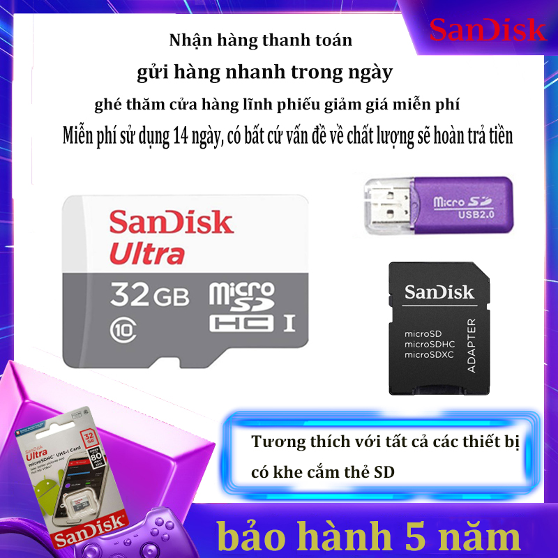 [Giảm giá / triết khấu 12% ] Thẻ Nhớ Micro SD Class10 Micro SDHC TF Thẻ Nhớ Cực Micro SDXC Thẻ Nhớ Siêu sandisk 64GB  Micro SDHC UHS-1 C10 80 MB/giây qùa tặng  kèm Adapter