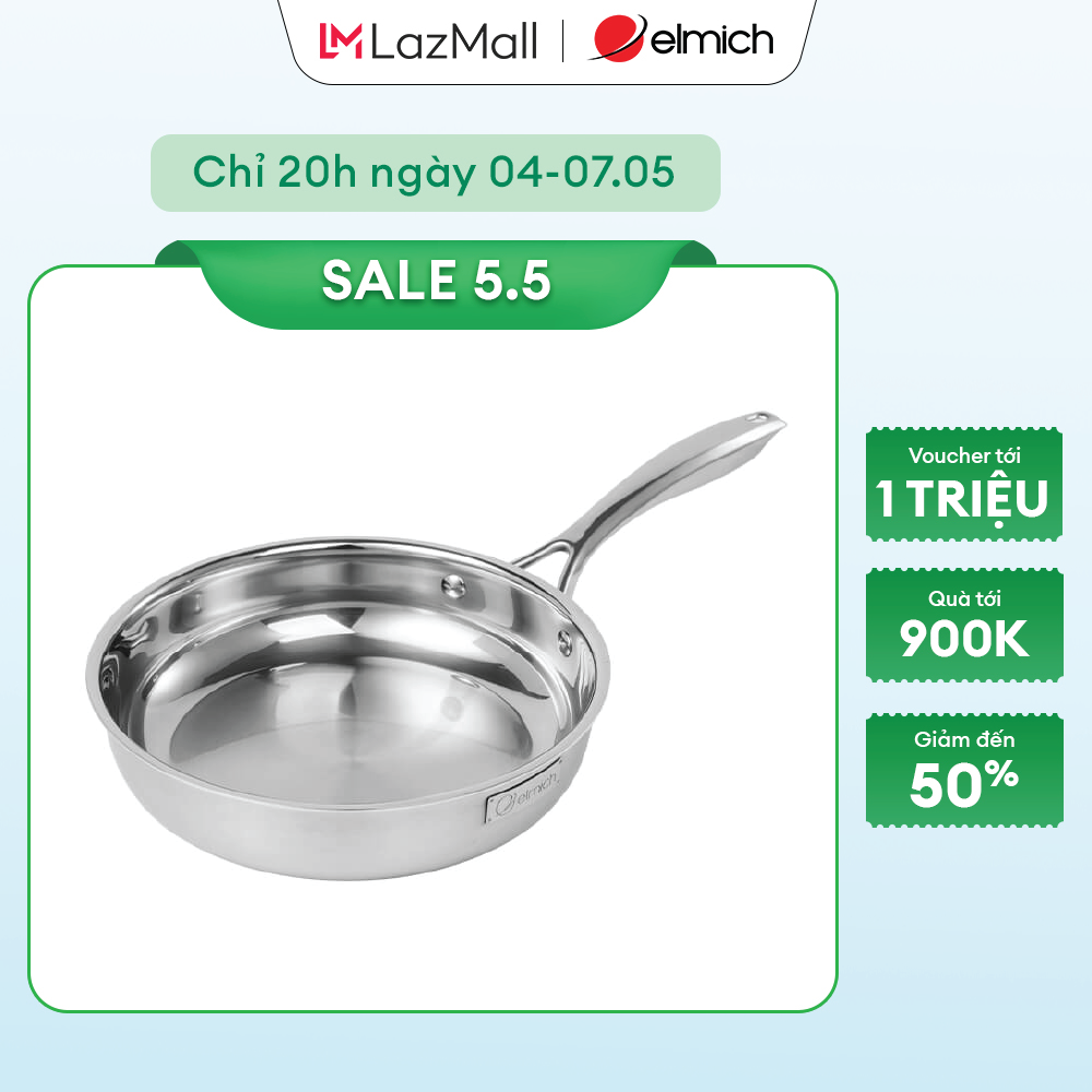 (SALE 5.5)Chảo Inox dập nguyên khối Elmich EL-2431OL Size 20,24,26cm