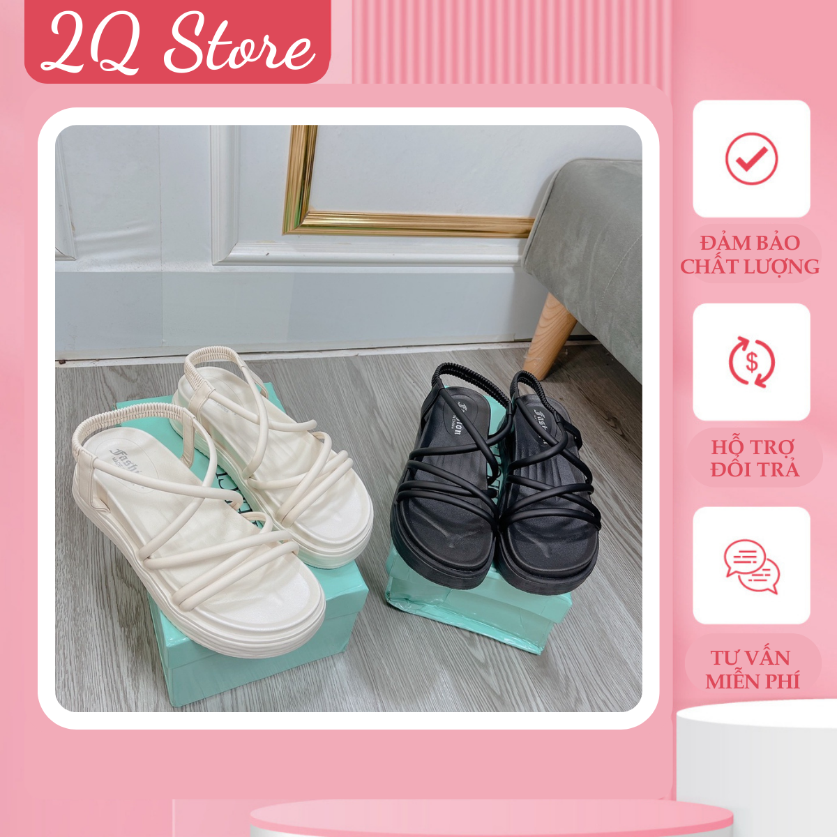 Sandal nữ quai chéo đan dây chun co giãn, sandal nữ độn đế quai mảnh tinh tế hàng fullbox