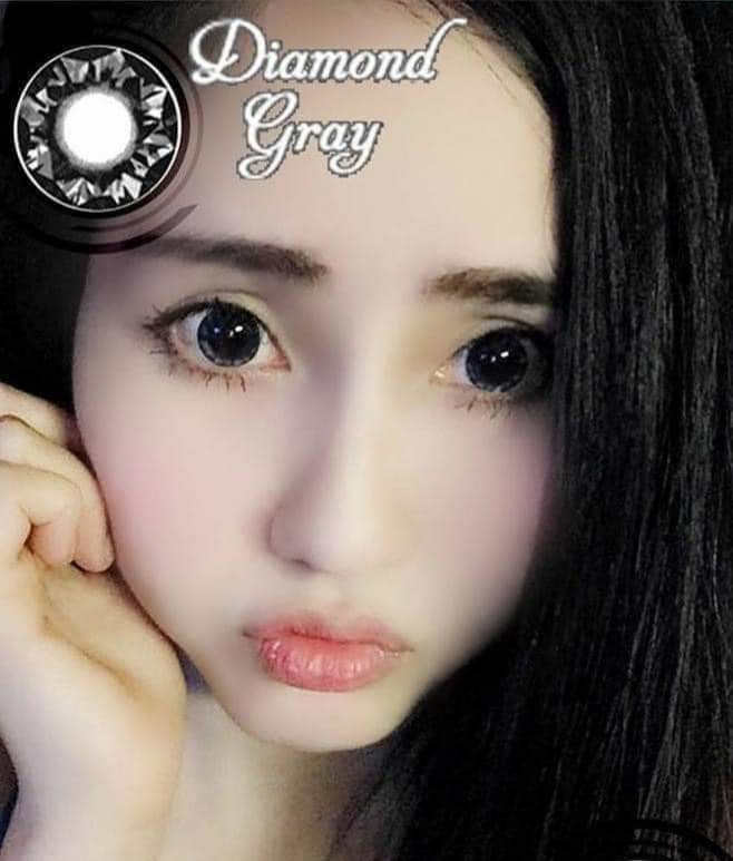 Lens - kính áp tròng xám đen sử dụng 1 năm tặng kèm khay gương dụng cụ đeo