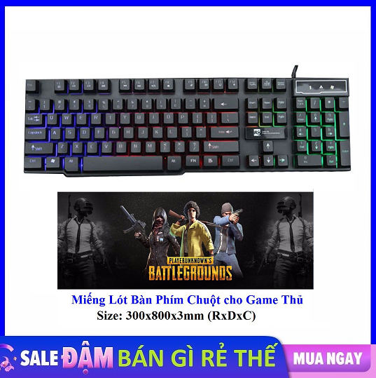 Bàn phím game r8 1822 led + miếng lót bàn phím chuột game