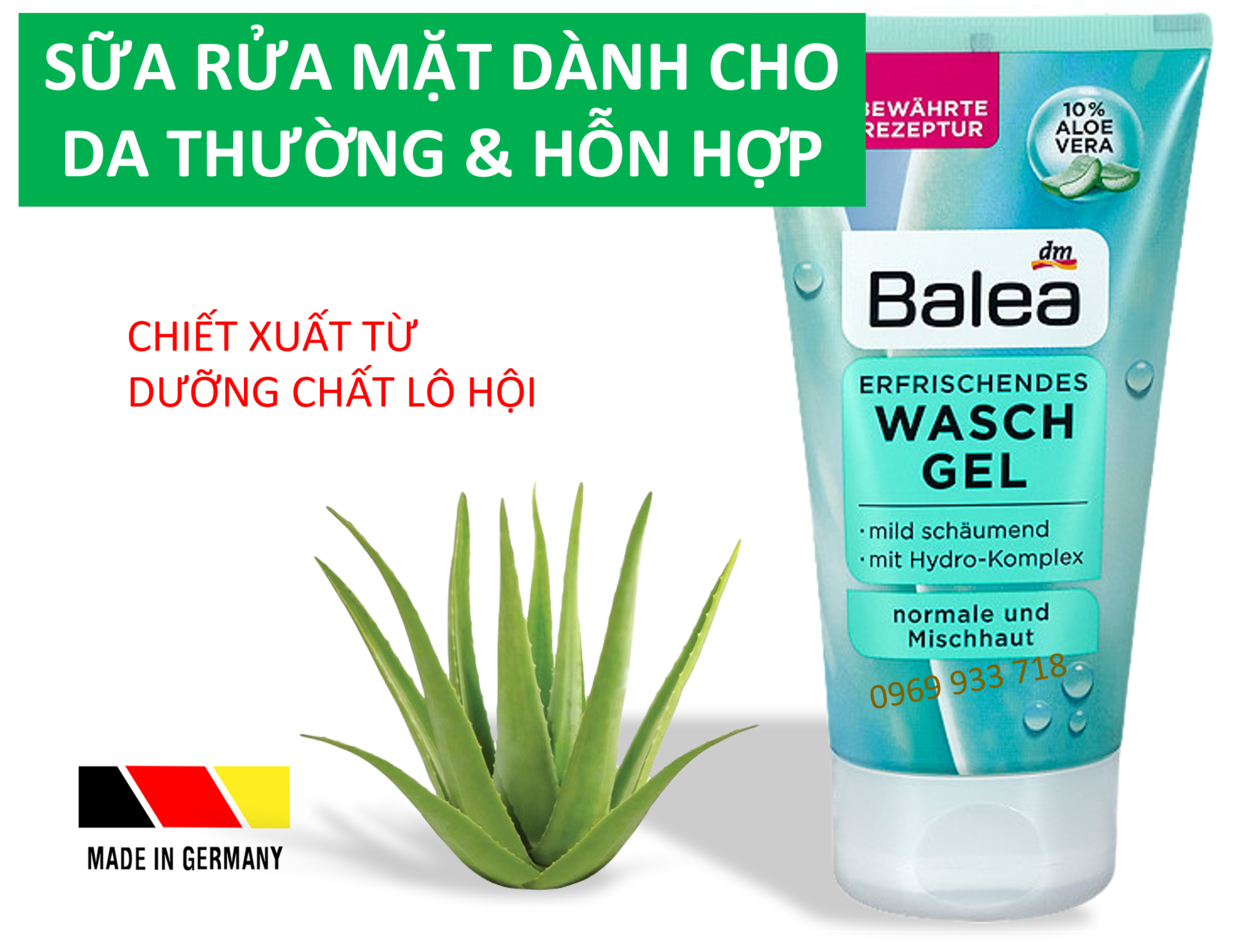 Sữa rửa mặt chiết xuất Lô Hội cho da thường & da hỗn hợp, Balea Erfrischendes 150 ml