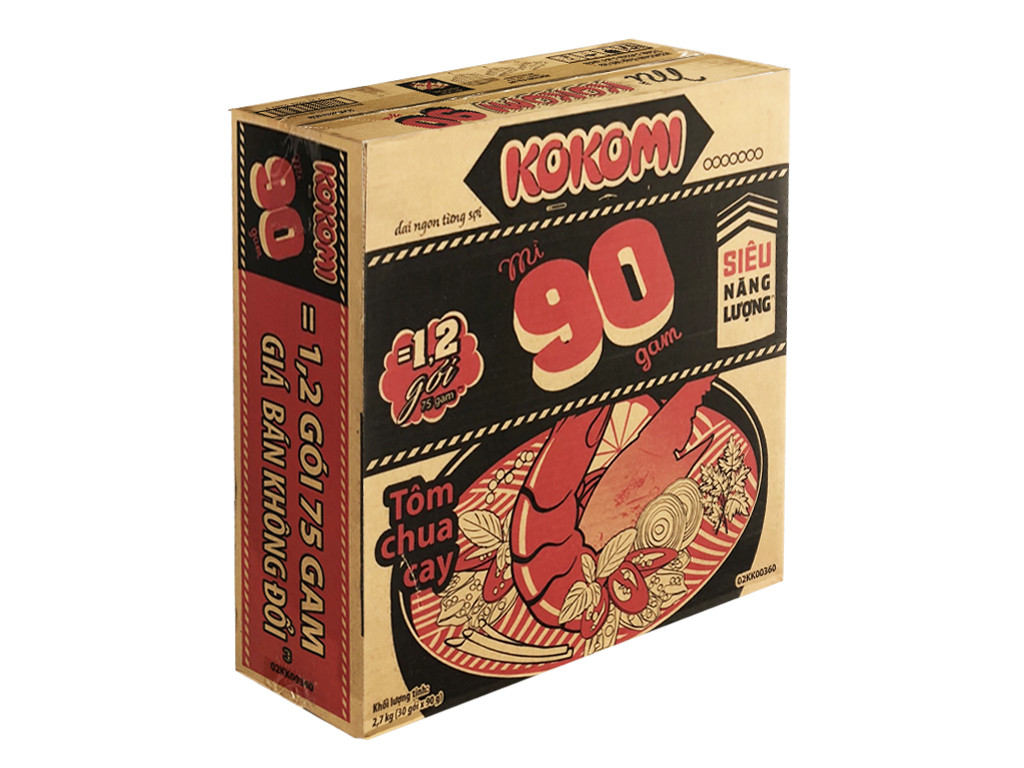thùng mì ăn liền Kokomi 90 tôm chua cay 90g