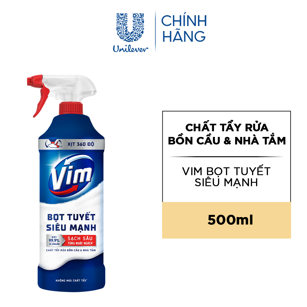 Bọt Tuyết Siêu Mạnh Tẩy Bồn Cầu và Nhà Vệ Sinh Vim | Diệt 99,9% Vi Khuẩn (500ml)