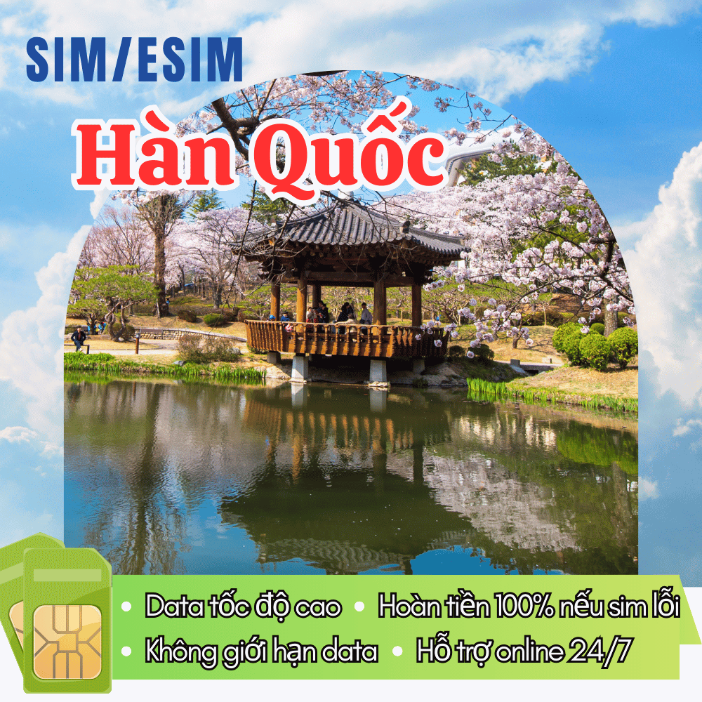 Sim/Esim Hàn Quốc Cho Khách Việt Nam Đi Du Lịch – Data Tốc Độ cao Dùng Mạng Thả Ga – Thoải Mái Dùng