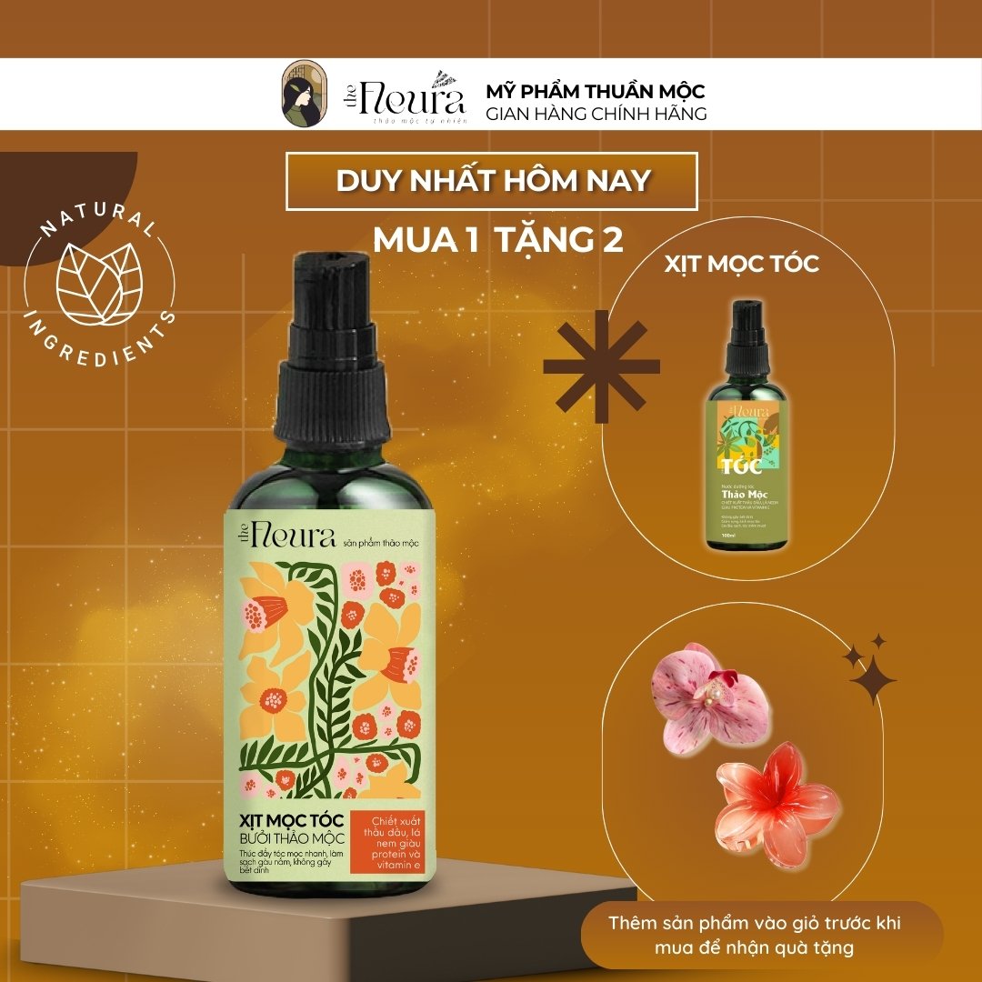 Xịt Mọc Tóc Nhanh Thảo Mộc The Fleura, Xịt Bưởi Mọc Tóc An Toàn Hiệu Quả, Hương Thơm Cỏ Cây Dễ Chịu