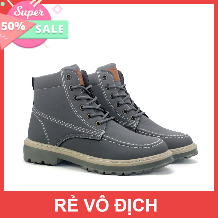 [Big SaLe]Giày Bốt Cổ Cao Nam BCC008 Xám