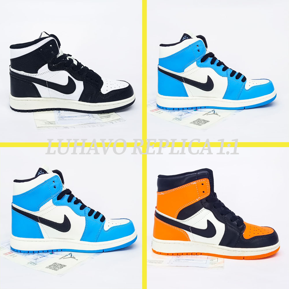 Giày thể thao nữ nam sneaker đen xanh cam cổ cao jor-đan lg01