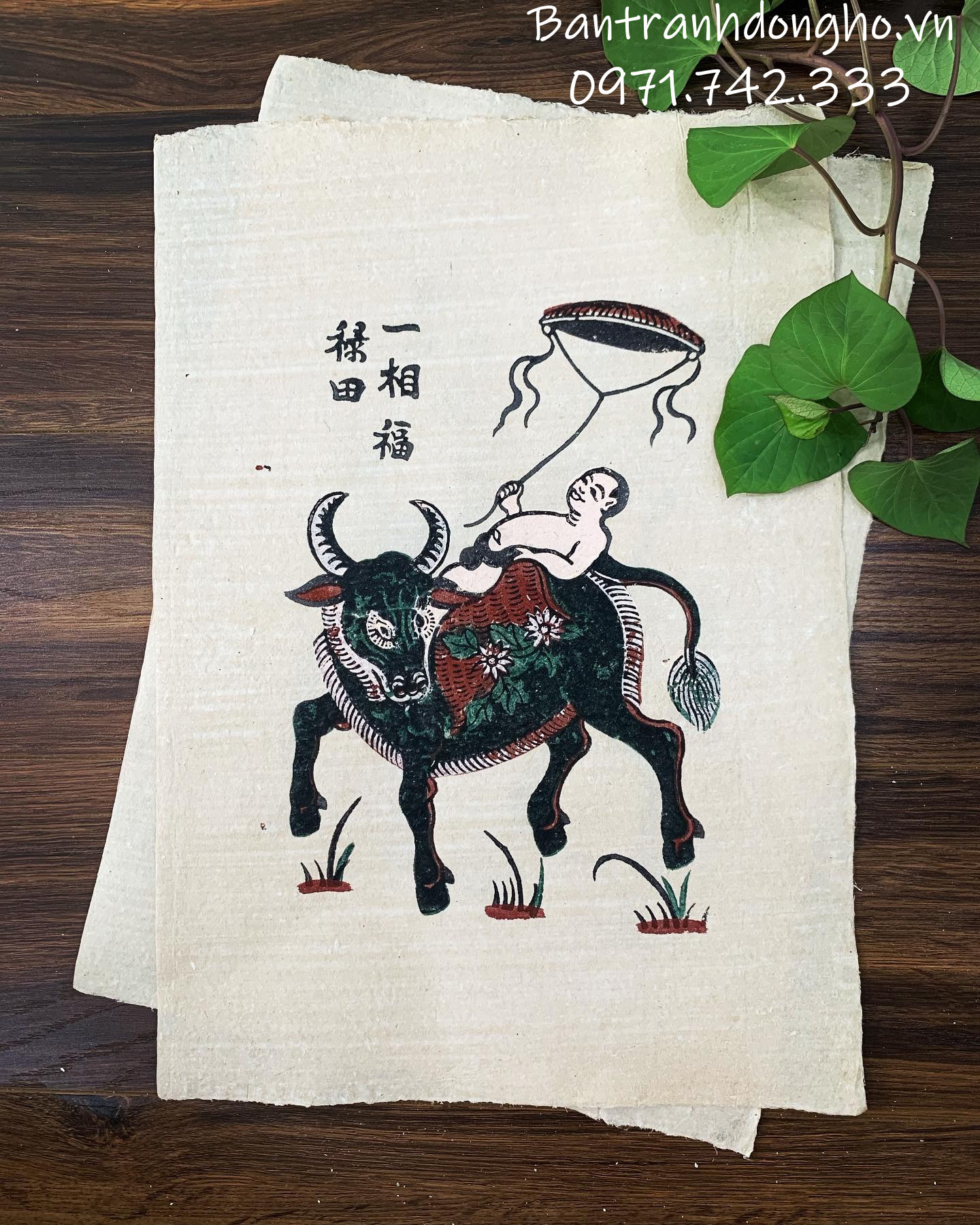 Tranh Đông Hồ Trâu diều - Mục đồng thả diều