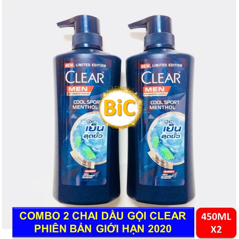 [HCM]Combo 2 chai Dầu Gội Clear Men Nhập Khẩu Thailand -450ml/chai
