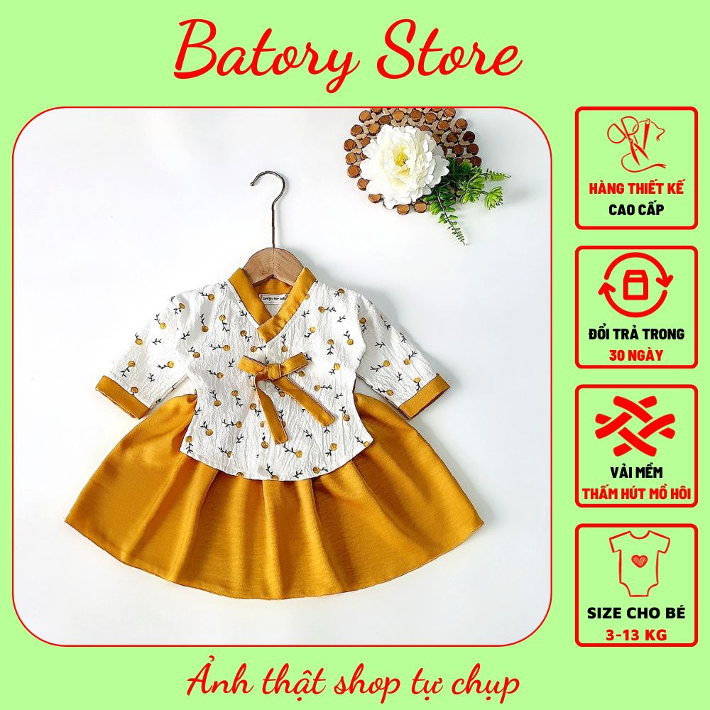 Đầm Hanbok Cho Bé Gái, Trẻ Sơ Sinh Từ 4-30 kg màu trắng tay ngắn chất liệu mềm mại mát mẻ BATORY STORE Cửa hàng quần áo trẻ em