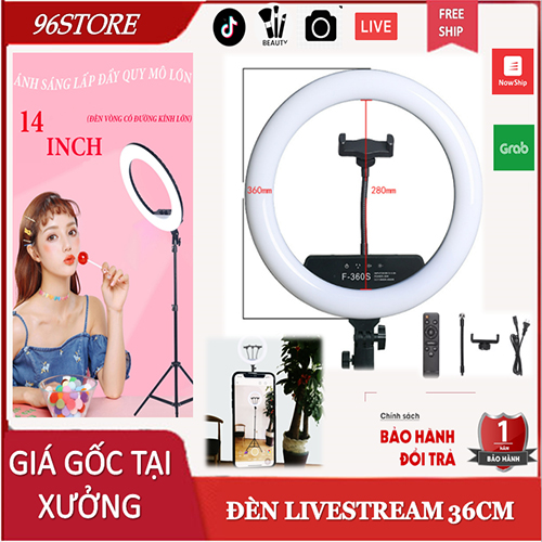 [BH1 NĂM]Đèn Livestream 36cm F360S , 3 Chân Kẹp Điện Thoại , Trợ Sáng Livetream, Quay Tiktok, Spa , Studio Có Remote