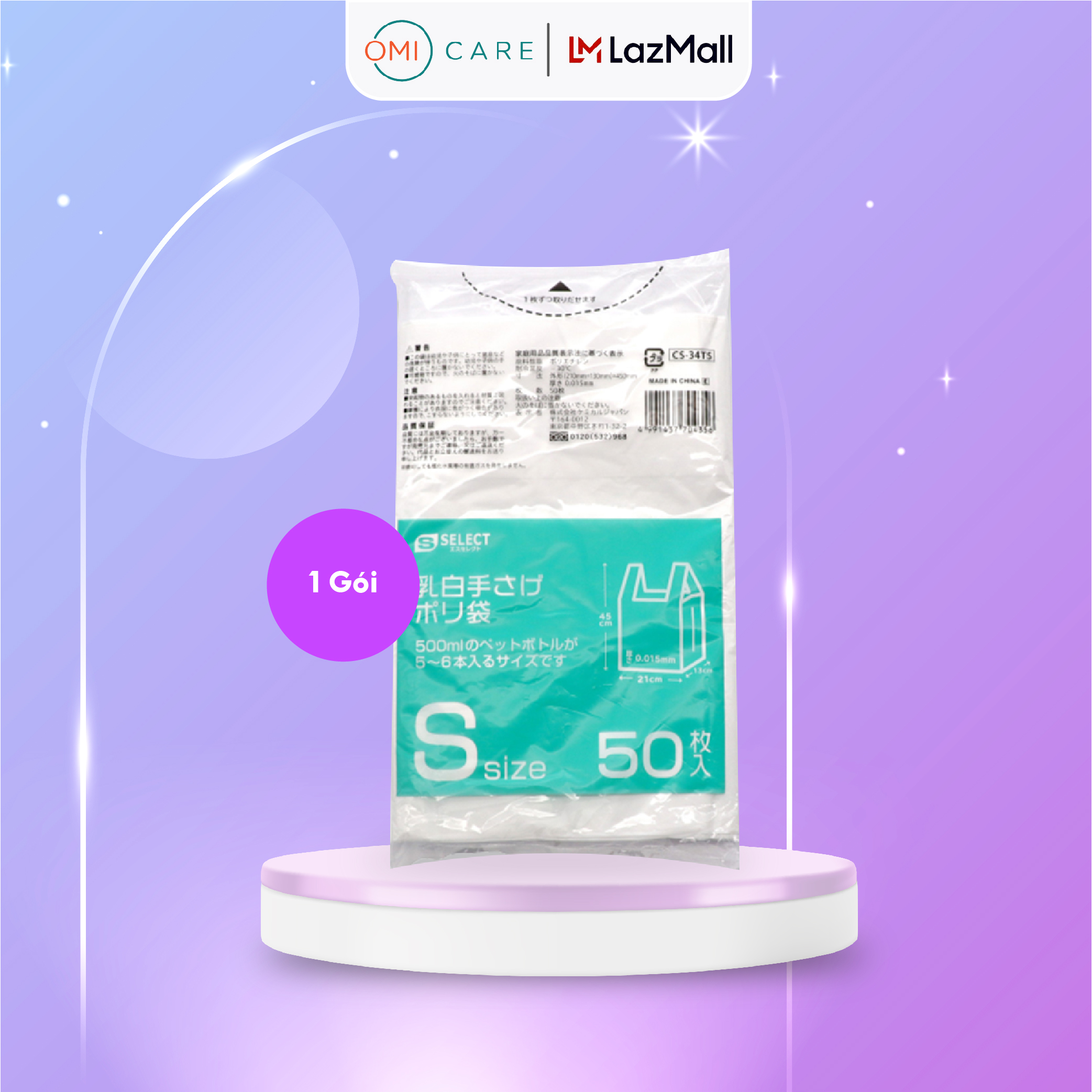 Túi Đựng Màu Trắng Sữa Có Tay Cầm Size S S Select Nhật Bản (50 Chiếc/Túi)