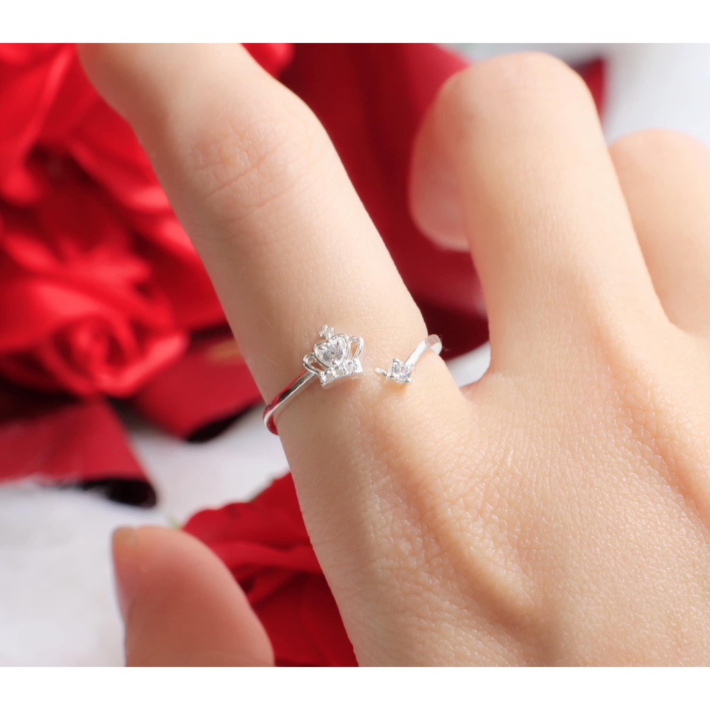 Gia xưởng nhẫn vương miện bé bạc xinh