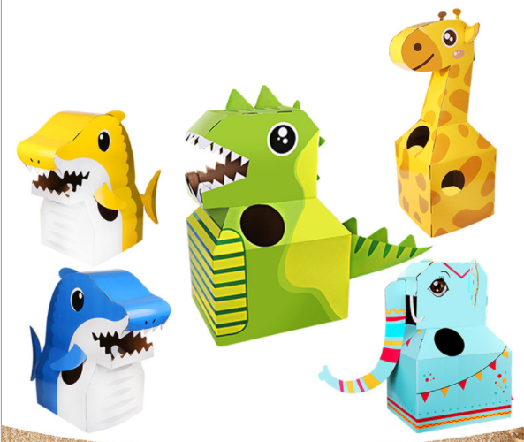 Đồ chơi mô hình hóa trang Khủng Long, Máy Bay, Cá Mập Cosplay bằng Carton cho bé