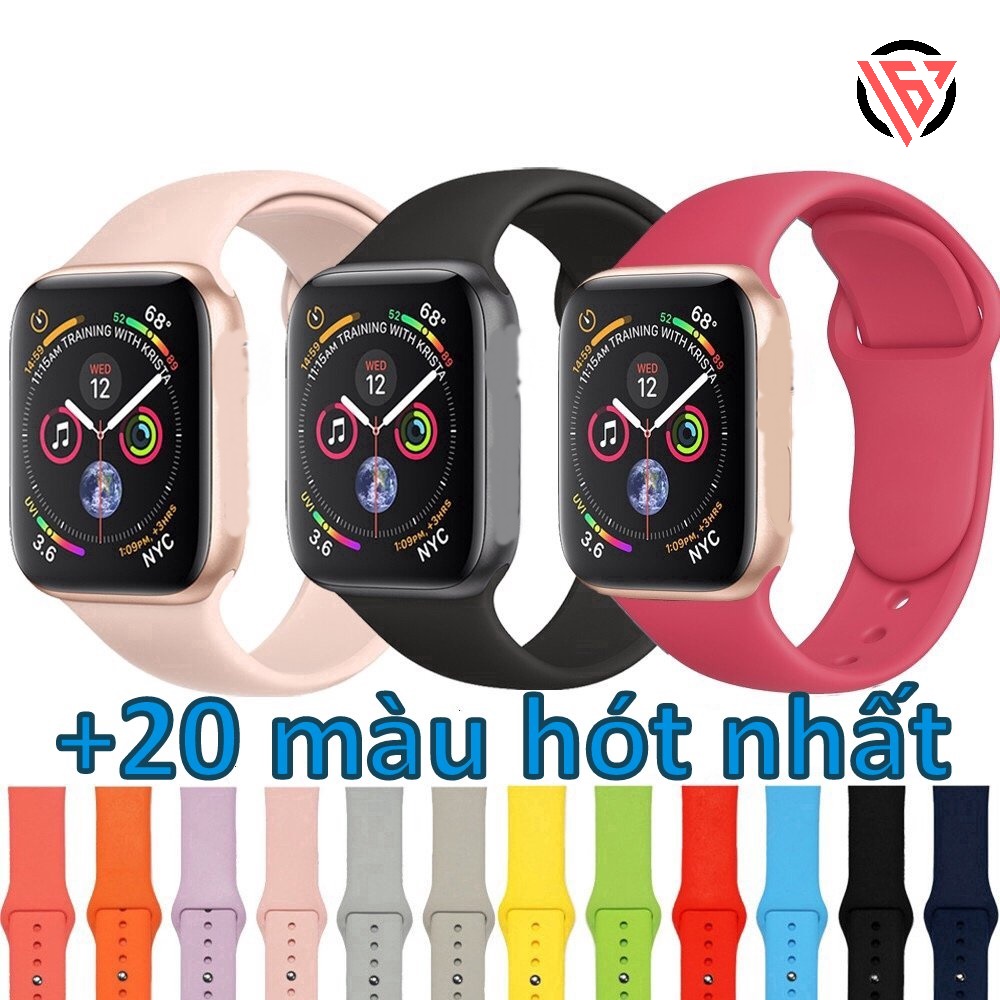 Dây cao su silicon cho iwatch seri 10/9/8/7/6/5/4/3/2/1/SE/Ultra/Mini và đồng hồ T700, T800 pro max, logo táo.. Fullsize 38/40/41 - 42/44/45/49mm