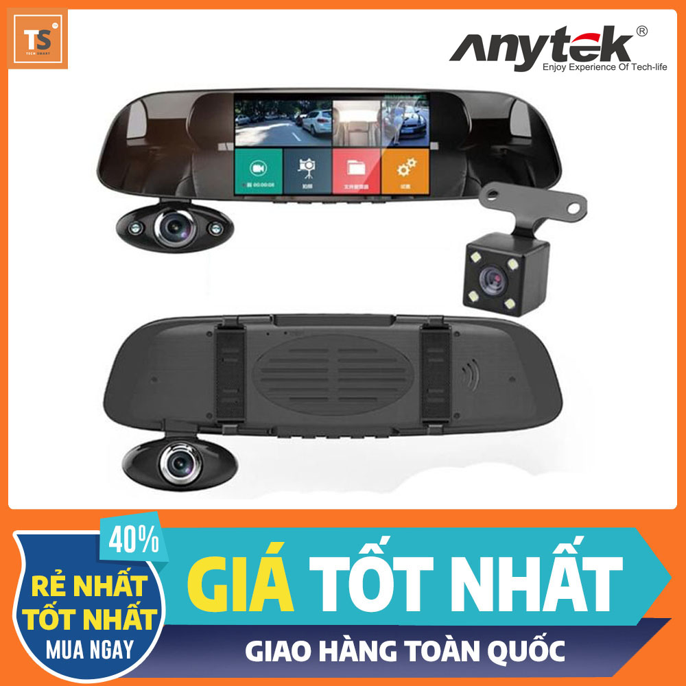 Camera hành trình gương anytek b33 full hd - quay trước trong và sau xe