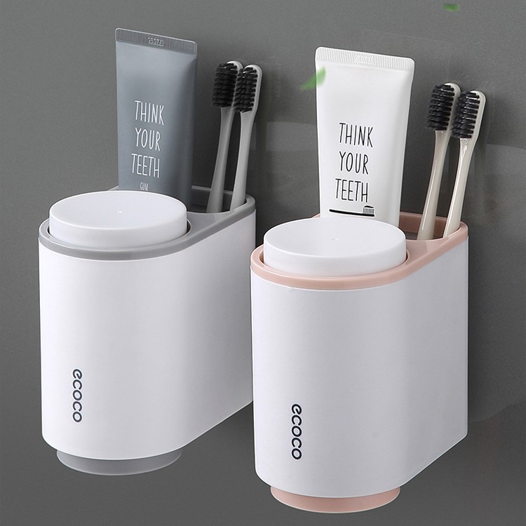 Kệ nhà tắm, giá đựng cốc và bàn chải đánh răng ecoco dính tường