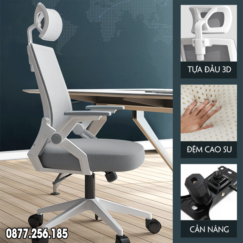 Ghế Công Thái Học Ergonomic M069 Giá Rẻ, Ghế Văn Phong Lưới Lưng Cao Có Tựa Đầu, Ghế Gaming Ngồi Làm Việc