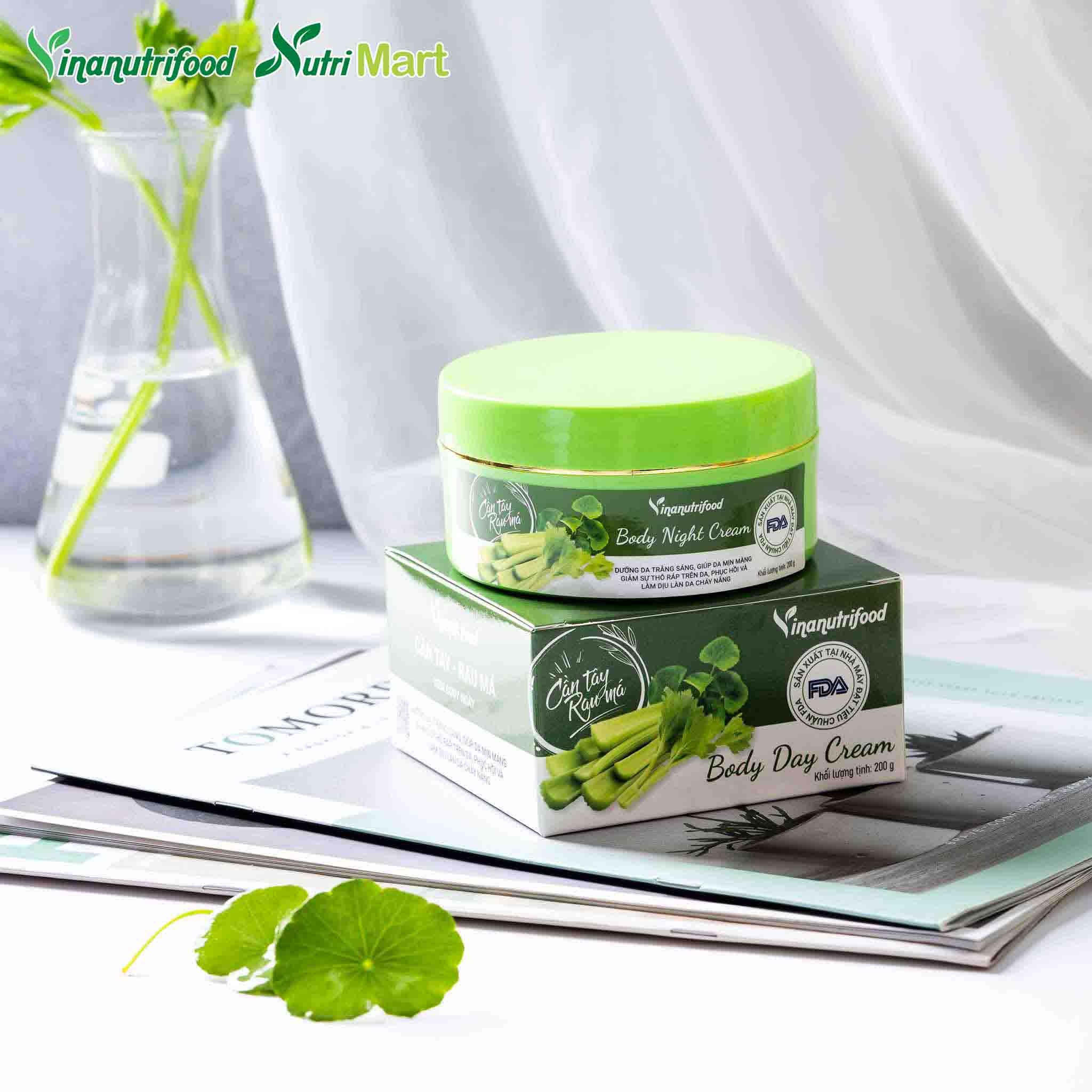 Kem dưỡng thể ban đêm Vinanutrifood, kem dưỡng da body chiết xuất từ cần tây giúp loại bỏ tế bào chết  nuôi dưỡng làn da trắng sáng, mềm mại