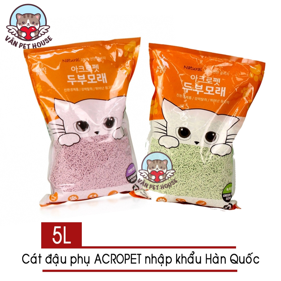 Cát đậu nành đậu phụ vệ sinh pura acropet hàn quốc cho mèo 5l