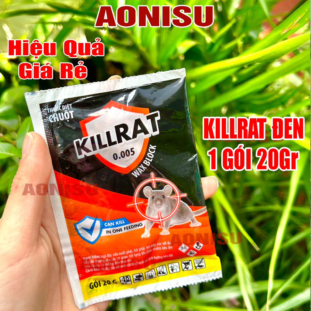  Thuốc Diệt Chuột Sinh Học KILLRAT Loại Mới Gói 20Gr Đen Cam HÀNG CÔNG TY Thế Hệ Mới - Bả Chuột Cực Mạnh Hiệu Quả Giá Rẻ AONISU 