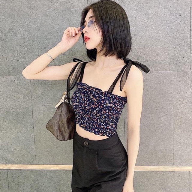 Áo voan nhún thắt nơ