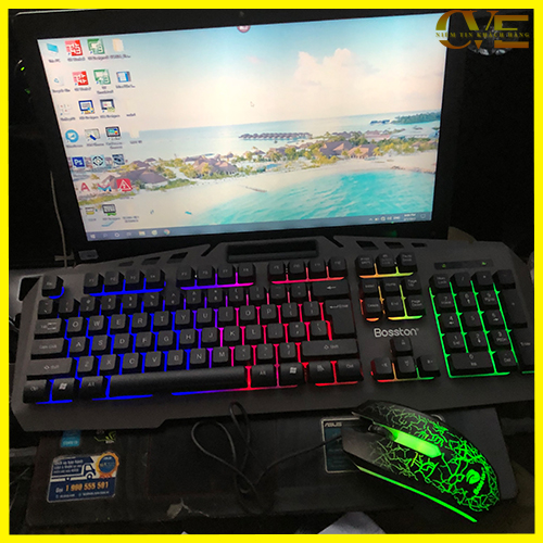 Combo bàn phím chuột bosston 8350 - bàn phím chuột máy tính giả cơ led có dây - chuyên gaming chính hãng
