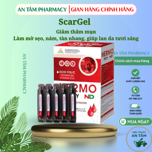 Sắt Hữu cơ - HERMO - Bổ sung sắt , acid folic gúp tạo máu nhanh, giảm nguy cơ thiếu máu. hộp 20 ống