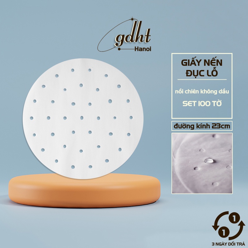 SET 100 tờ giấy nến đục lỗ lót nồi chiên không dầu, giấy nến, giấy nến lót khay nướng, hấp bánh, đồ dùng gia đình, làm bánh, dụng cụ bếp, giấy thấm dầu, giấy khay nướng tiện ích (GN23), Gia dụng Huy Tuấn