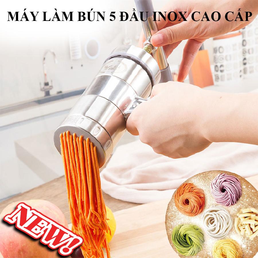 [HCM]Khuôn làm bún bằng inox loại 5 đầu, Máy Làm Bún Tươi cao cấp, Dụng Cụ Làm Bún Mì Tươi 5 Đầu Inox Cao Cấp, Máy Làm Bún Mì Mini Gia Đình An Toàn, Chất Lượng, Hiệu Quả.