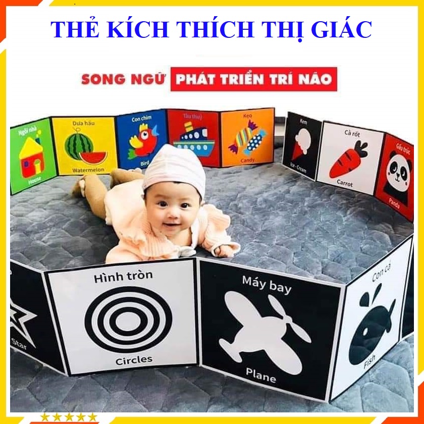 Trọn bộ tranh kích thích thị giác cho trẻ sơ sinh 0 - 2 tuổi, Đồ chơi cho trẻ sơ sinh, thẻ kích thích thị giác 3 quyển dạng zic zac