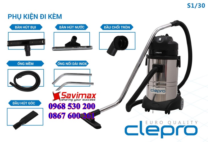 Máy hút bụi khô và ướt Clepro S1/30 giá rẻ
