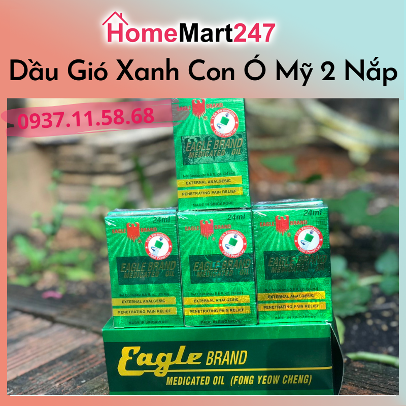 Dầu gió xanh con ó 2 nắp eagle brand usa formulation 24ml của mỹ