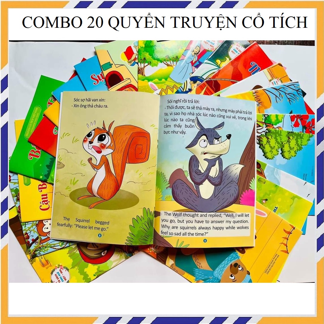Combo 20 quyển truyện cổ tích song ngữ Anh Việt cho bé Freeship Truyện cổ tích Việt Nam - Truyện cổ tích thế giới - BẢN MỚI