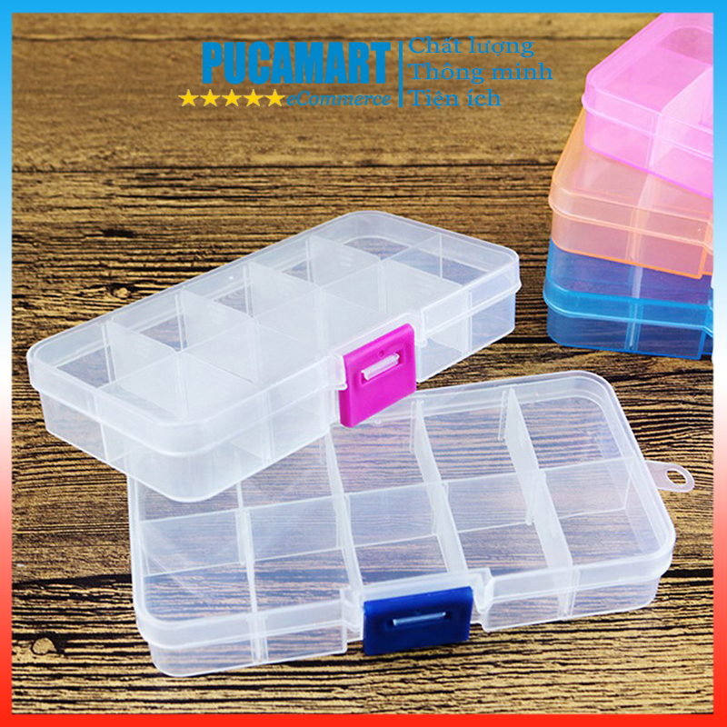 Hộp Đựng 10 Ngăn, Đựng Trang Sức, Vật Dụng Nhỏ, Ốc Vít Tiện Lợi - Pucamart